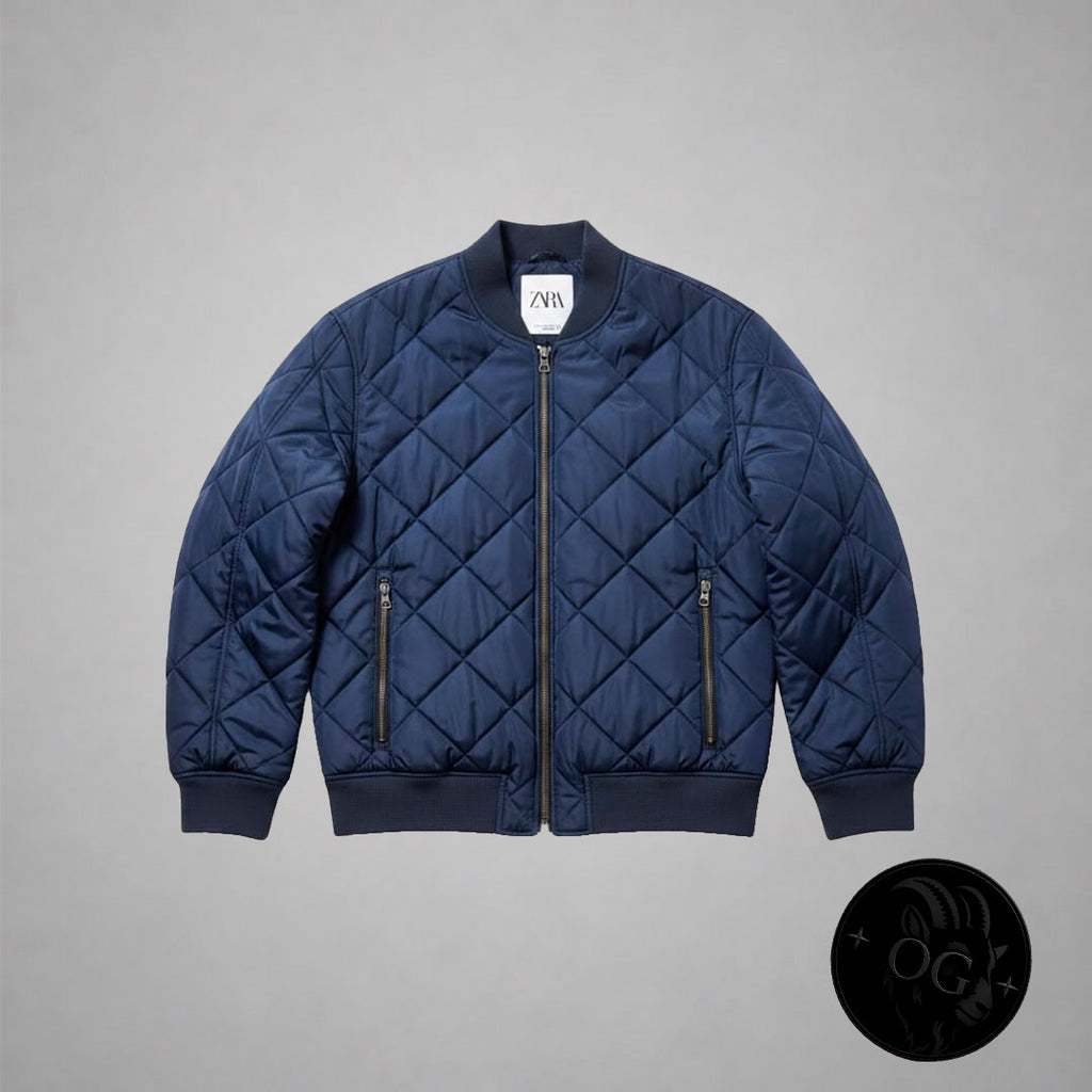 Zara Quilted Bomber Jacket - Vista frontal completa