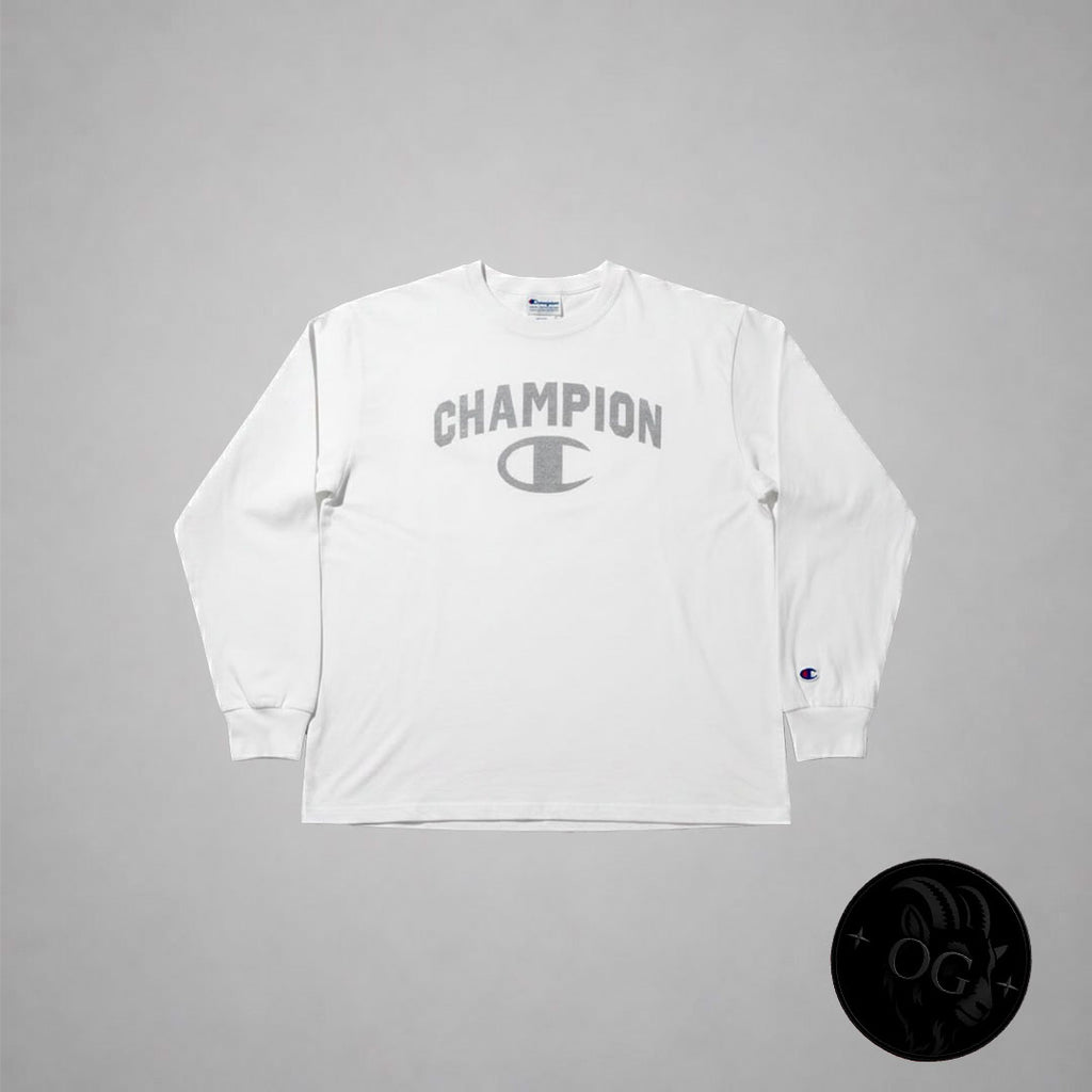 Champion White Long Sleeve Tee - vista frontal