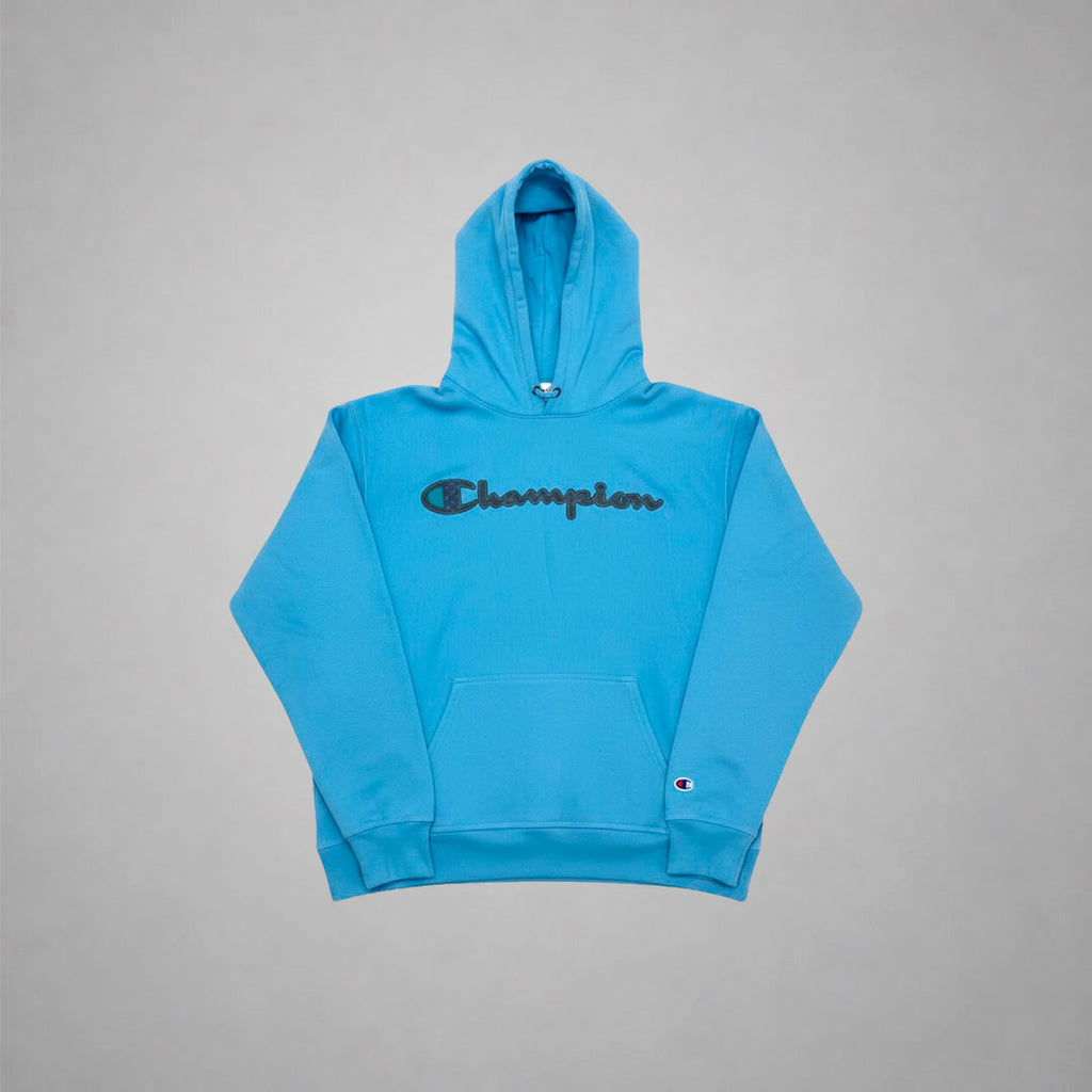 Champion Light Blue Hoodie - vista frontal completa