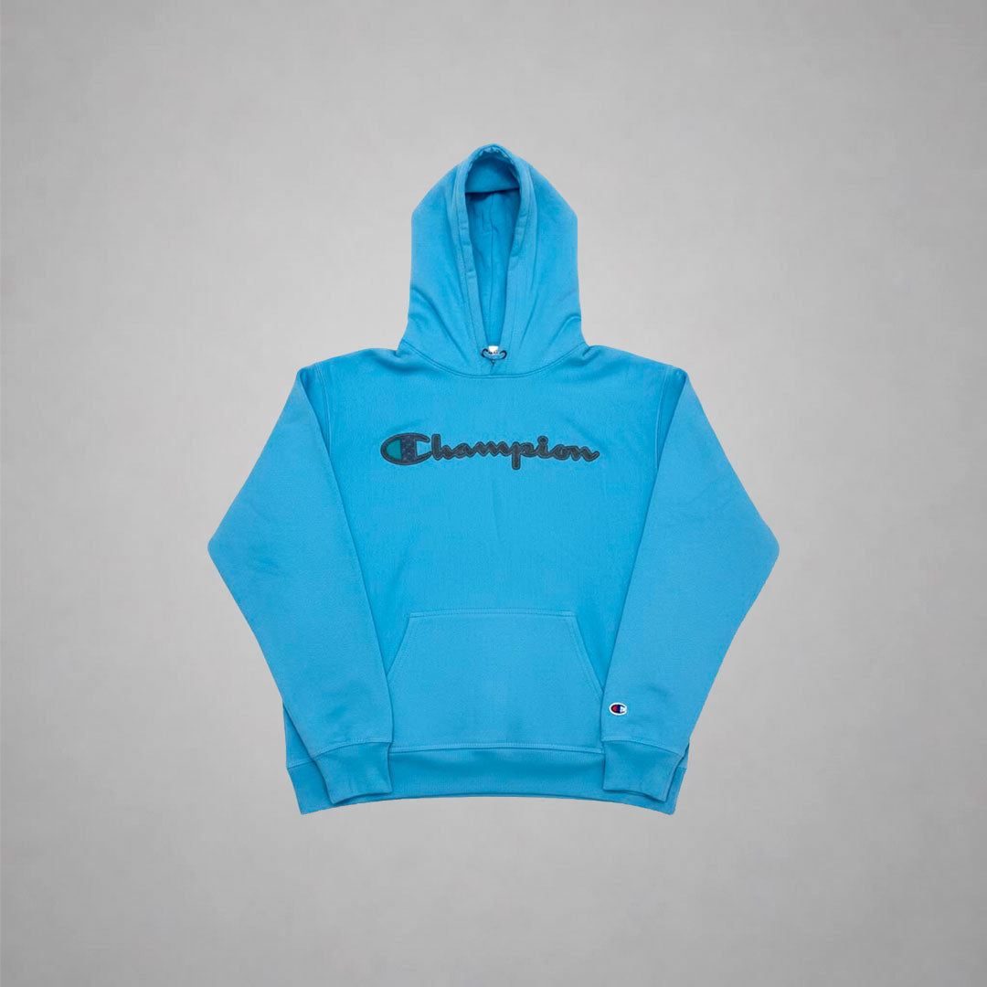 Champion Light Blue Hoodie - vista frontal completa